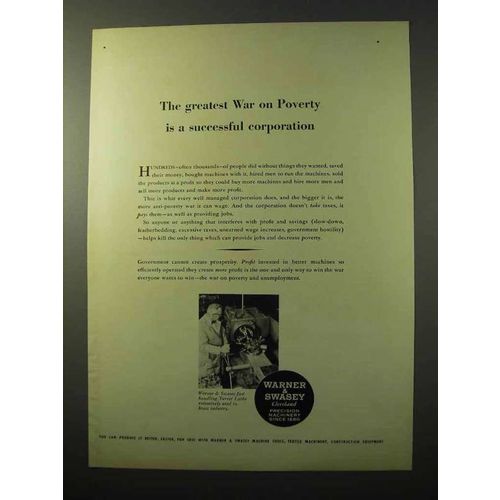 1964 Warner & Swasey Turret Lathes Ad - War on Poverty