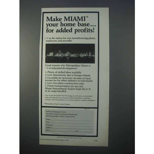 1966 Dade County Development Department Ad - Miami
