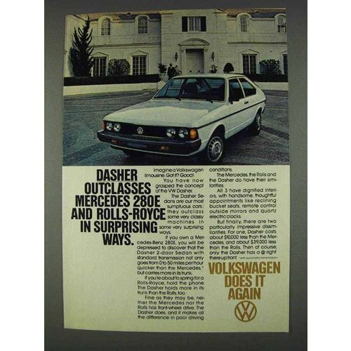 1978 Volkswagen Dasher Ad - Outclasses Mercedes