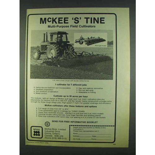 1978 McKee S Tine Multi-Purpose Field Cultivators Ad
