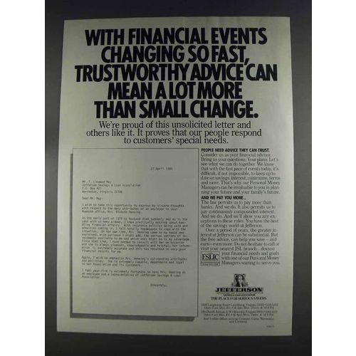 1980 Jefferson Savings & Loan Association Ad - Events