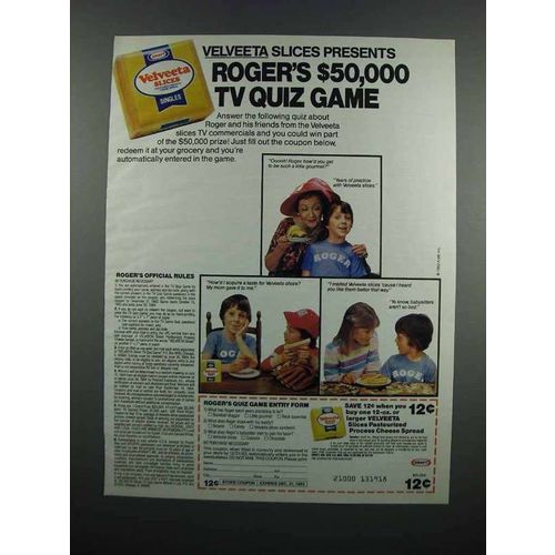 1983 Kraft Velveeta Slices Ad - Roger's $50,000 TV Quiz