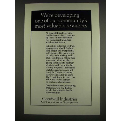 1985 Goodwill Industries Ad - Developing community's most valuable resources