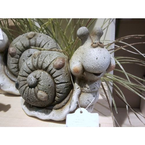2 lustige Schnecken, Gartenfigur, Dekofigur,