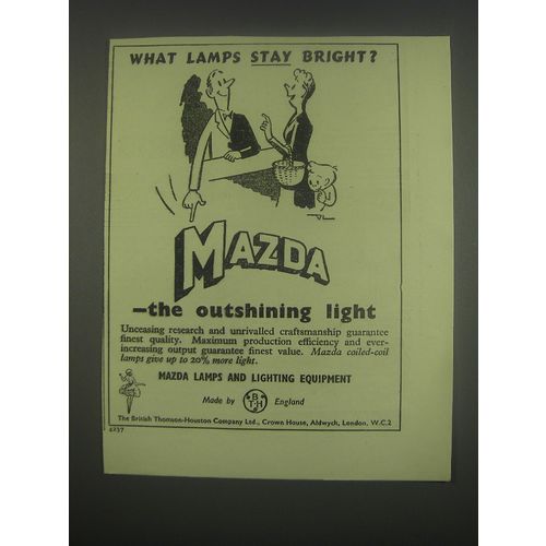 1949 BTH Mazda Lamps and Lighting Equipment Ad - What lamps stay bright?
