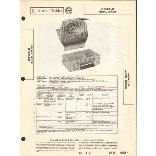 CHEVROLET model 987368 AM car radio receiver Sams Photofact manual