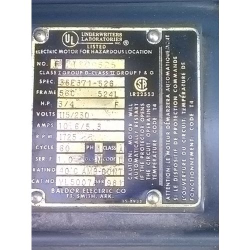 BALDOR MOTOR UNDERWRITERS LAB 35-9306