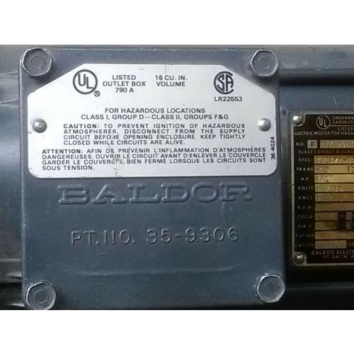 BALDOR MOTOR UNDERWRITERS LAB 35-9306