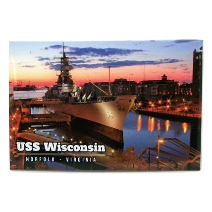 USS Wisconsin Norfolk Virginia Metal Fridge Magnet