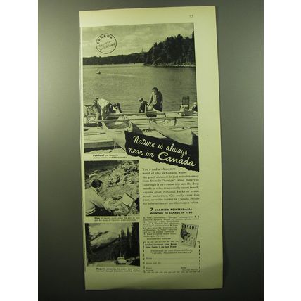 1950 Canada Tourism Ad - Nature is always near in Canada
