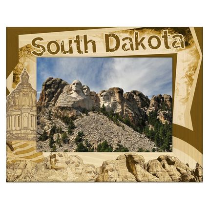 South Dakota Border Style Laser Engraved Wood Picture Frame Landscape (3 x 5)