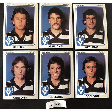 6 x 1979 Football Cards Geelong