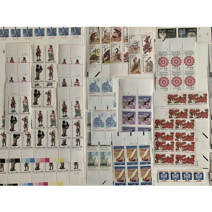 US 22c Stamp Lot Plate Blocks Strips Folk Art Cats Animals Flags Mint Lot MNHOG