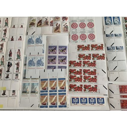 US 22c Stamp Lot Plate Blocks Strips Folk Art Cats Animals Flags Mint Lot MNHOG