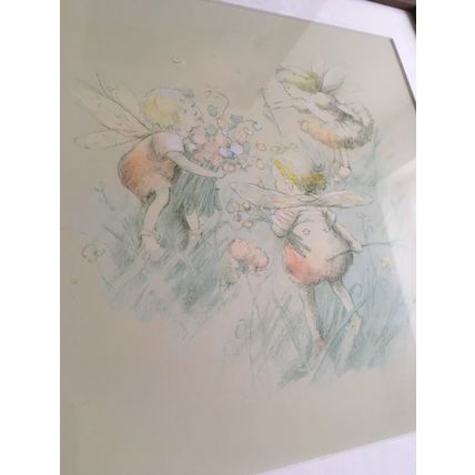 Baby Fairies Picking Flowers Mounted & Framed Print By Beverlie Manson