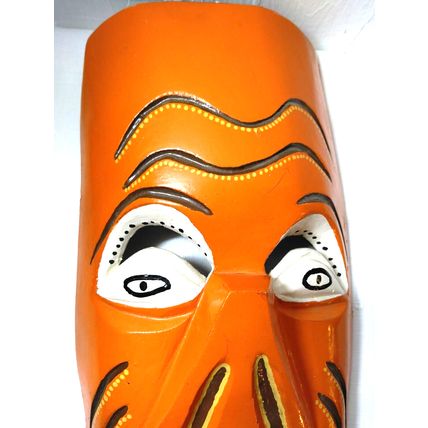 Aztec Tribal Painted Abstract African Mask - Orange/White - Fast Shipping!!!