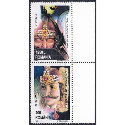 Romania 1997 SG 5880-1 UMM Vertical Pair with margins - Europa/CEPT (G-341 (3))