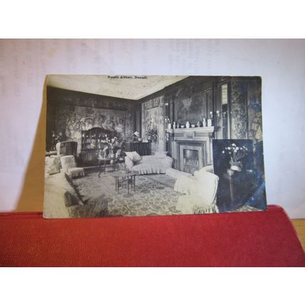 LIVING ROOM, FORDE ABBEY, CHARD, SOMERSET unused postcard. RP =