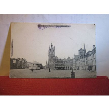 GRAND PLACE, YPRES, BELGIUM used antique postcard 1914 pm WW1 =