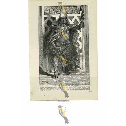 Toltec King Seated on Throne, Central America, Book Illustration (Print), 1909