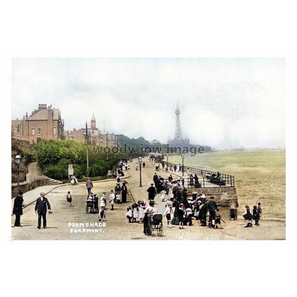 ptc1293 - Cheshire - Families on Egremont Prom. at High Tide c1910 - print 6x4