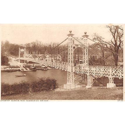 Chester. Queen's Park Suspension Bridge : Photochrom printed postcard 57142