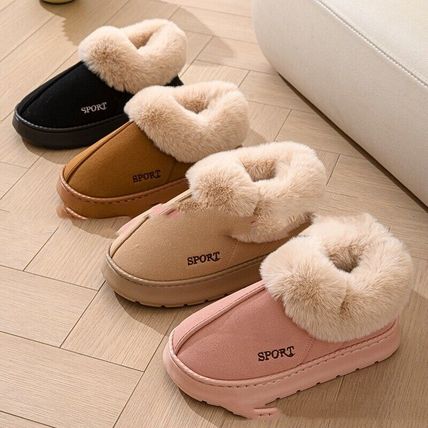 Cozy Plush Soft Slippers Shoes For Women Non-Slip Platform Shoes With Faux Fur L