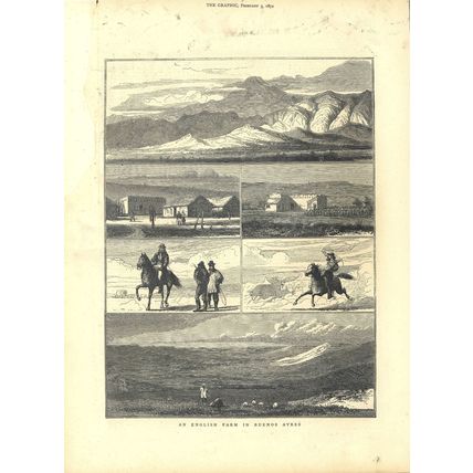 AN ENGLISH FARM IN BUENOS AIRES 1872 Argentina VICTORIAN ENGRAVINGS