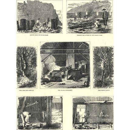 CORK MANUFACTURE IN SPAIN 1872 VICTORIAN ENGRAVINGS