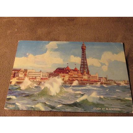 Valentines Postcard - Storm @ Blackpool - Artist Edward Hailey A1348