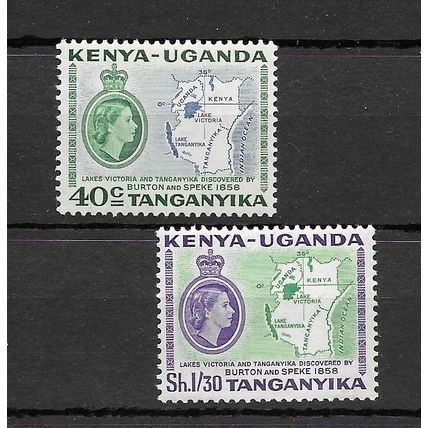 Kenya ,Uganda, Tanganyika 1958 Discovery of Lakes MNH set S.G. 181-182