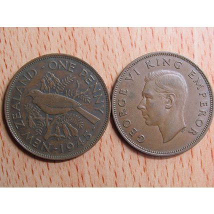 New Zealand 1945 1d Penny Coin