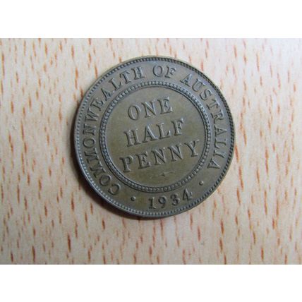 Australia 1934 1/2d Half Penny Coin