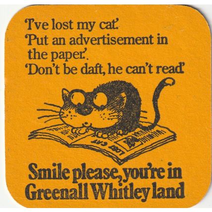 BEER MAT - GREENALL WHITLEY BREWERY - LOCAL BITTER - (Cat No 355) - (1976)
