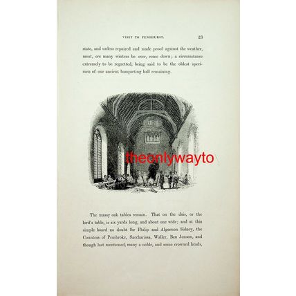 Banqueting Hall, Penshurst, Kent, Sidney's, Book Illustration (Print), 1840