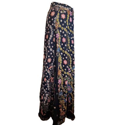 Vintage Beaded Boho Hippy Long Cotton Festival Skirt 14 UK