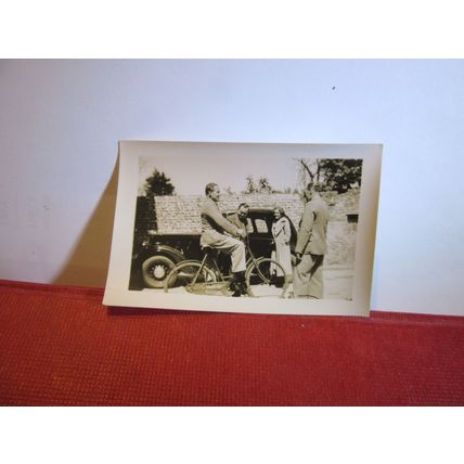 4 people with A BIKE 4 x small photograph 1930s =