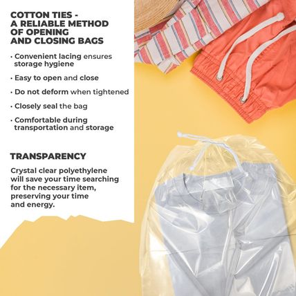 Disposable Drawstring Bags PE 2 Mil with Double Cotton Drawstrings