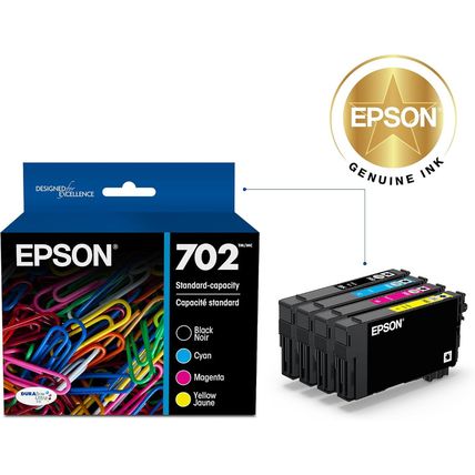 EPSON 702 Durabrite Ultra Ink Standard Capacity Black & Color Cartridge Combo Pa