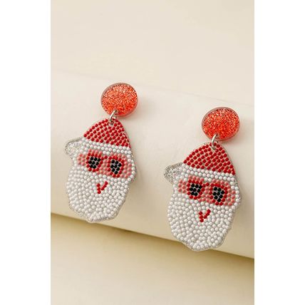 White Santa Claus Acrylic Earrings