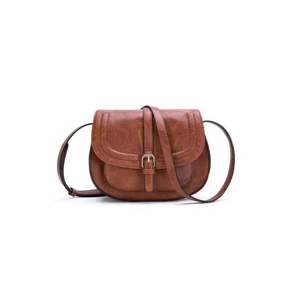 Chestnut Flapped Magnetic Buckle PU Leather Shoulder Bag