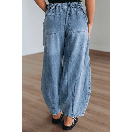 Myosotis Large Patch Pocket Drawstring Paperbag Waist Barrel Jeans