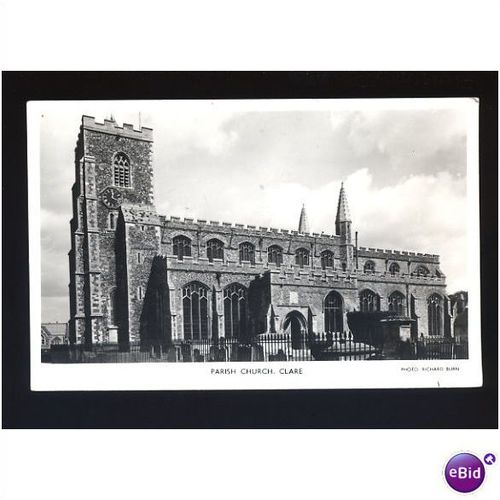 Suffolk CLARE Parish Church Postcard by Burn