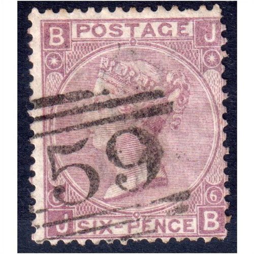 Sg104 6d lilac plate 6 fine used J B (B147)