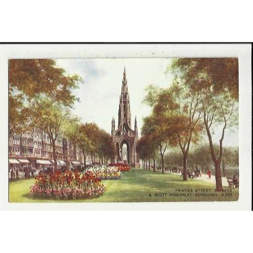 A365 EDINBURGH Princes Street Gardens Valentine "Art Colour" Postcard