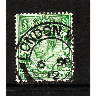 GREAT BRITAIN 1912 SG 338 1/2d GREEN FINE USED