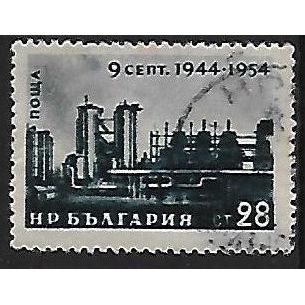 Mi 923: 28 st. black green-blue Tenth Anniv. of the Fatherland Front Government