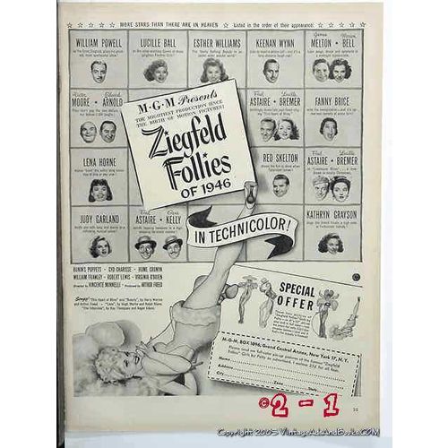 ZIEGFELD FOLLIES OF 1946 Lucille Ball Lena Horne Gene Kelly movie ad