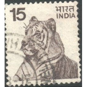 India 1974 - SG 730 - 15p brown - Tiger - used 2