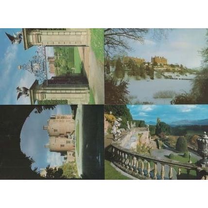 Powis Castle Wales 4x Mint 1980s Grounds Overhead View Postcard s